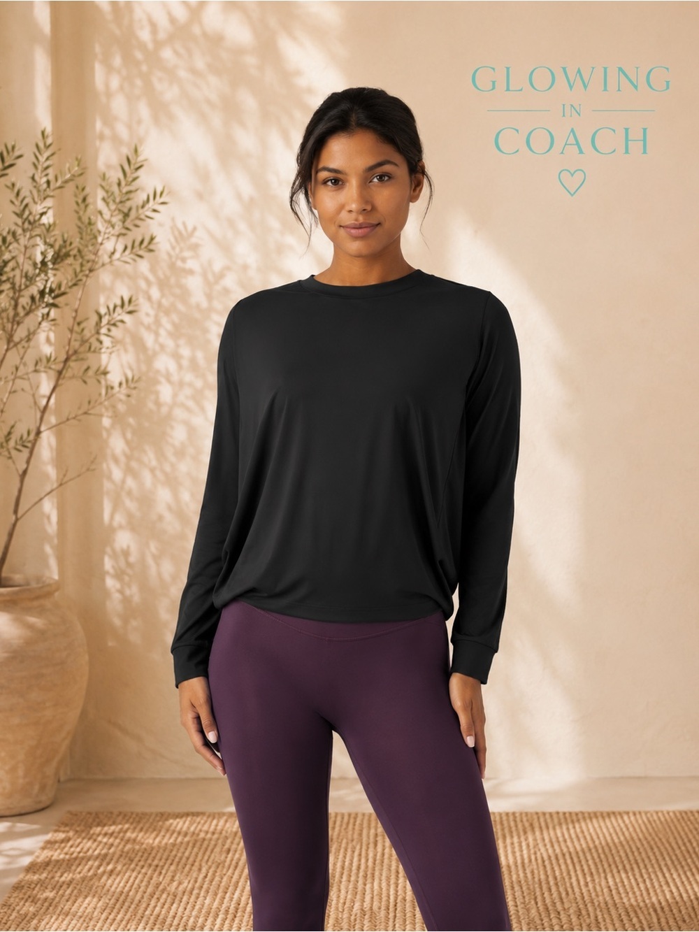HALARA Black Long Sleeve Ruched Yoga Top UPF 50+ Size Small NWOT
